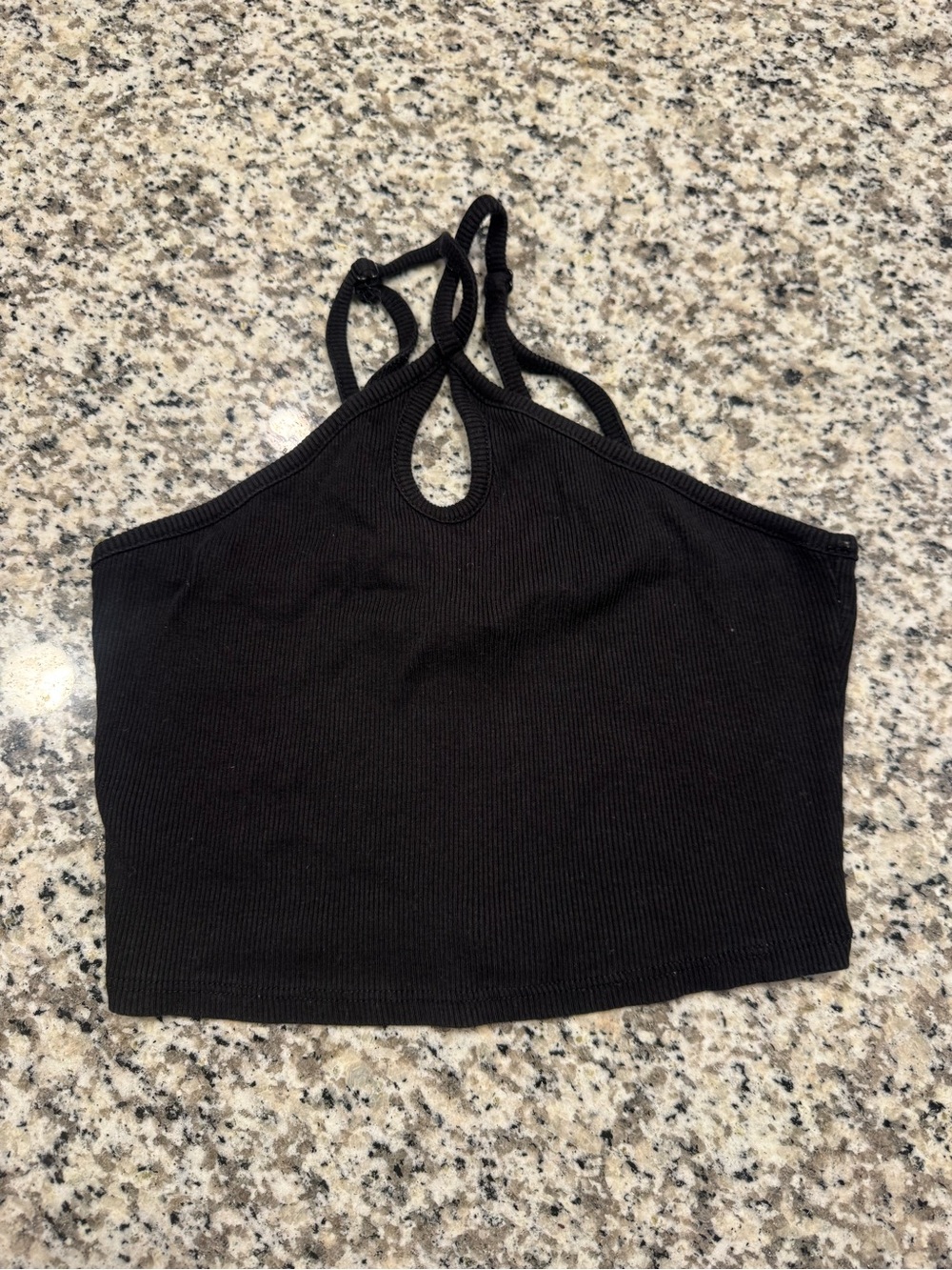 Black Ribbed Crop Top y2k - Women